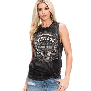 "Vintage LE" Mineral Wash Graphic Tee in Black